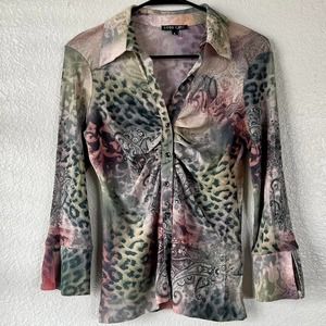 Y2k blouse pattern cheetah ethereal